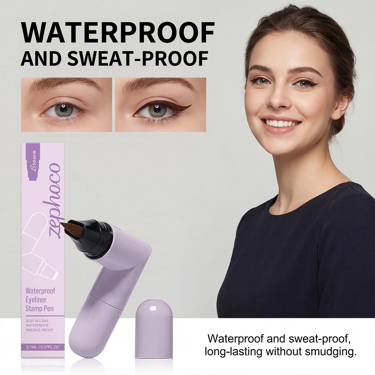 Zephoco 2-in-1 Winged Eyeliner Stamp Pen | Waterproof Eyeliner Stamp Pen SWANS