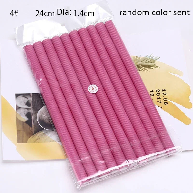 10-Pack Heatless Foam Hair Curlers – Flexible Bendy Rollers Hair Curling Rollers SWANS random color 1.4cm