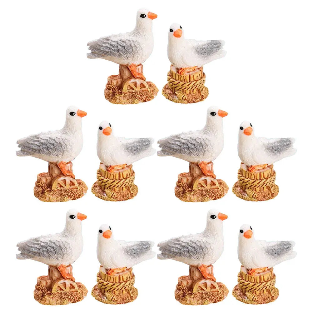 12-Pack Mini Seagull Figurines – Coastal Mediterranean Décor Miniature Bird Figurines SWANS Default Title