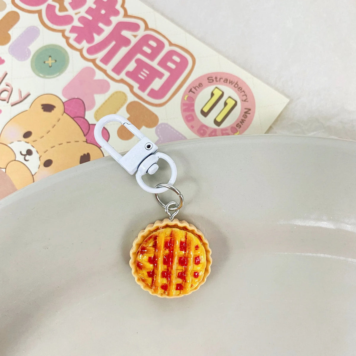 Whimsical Pastry Food Keychain – Dough Twist Bag Charm Novelty Keychain Charm SWANS D