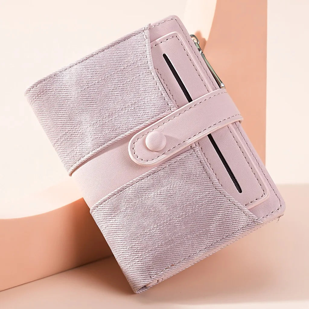 Women's PU Leather Bifold Wallet – Multi-Card Slot & ID Window Bifold Wallet SWANS Pink