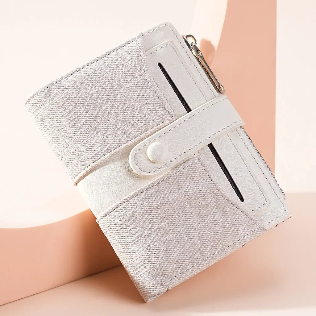 Women's PU Leather Bifold Wallet – Multi-Card Slot & ID Window Bifold Wallet SWANS White