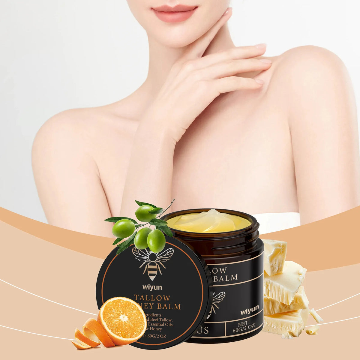 WIYUN Beef Tallow Honey Face Cream – Brightening Moisturizer Face Moisturizer Cream SWANS