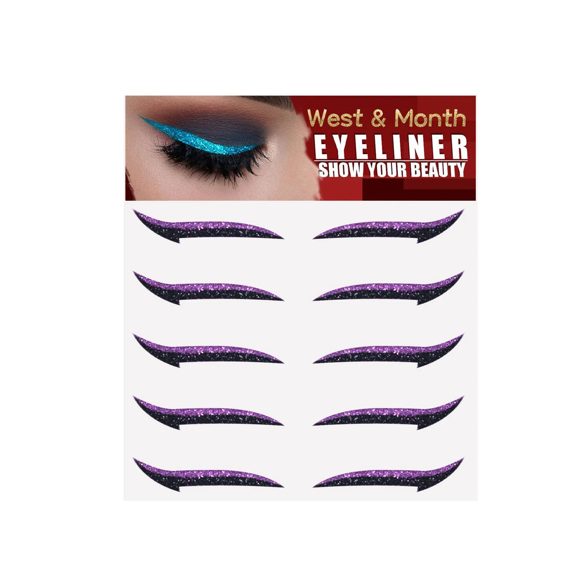 WEST MONTH Glitter Eyeliner Stickers – Reusable Cat Eye Patches Eyeliner Sticker SWANS 5 pairs in bag 4