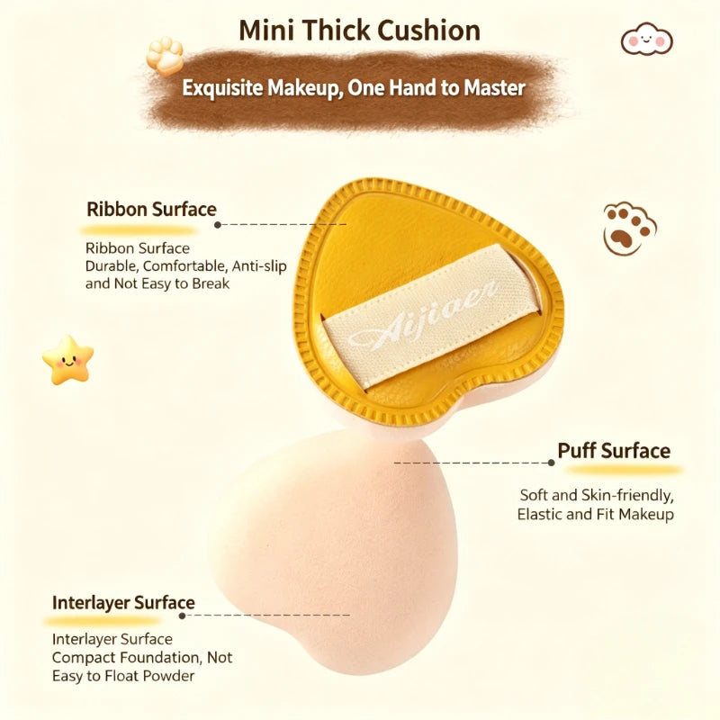 5-Pc Cat Makeup Sponge Puff Set – Wet & Dry with Storage Case Makeup Sponge Puff Set SWANS