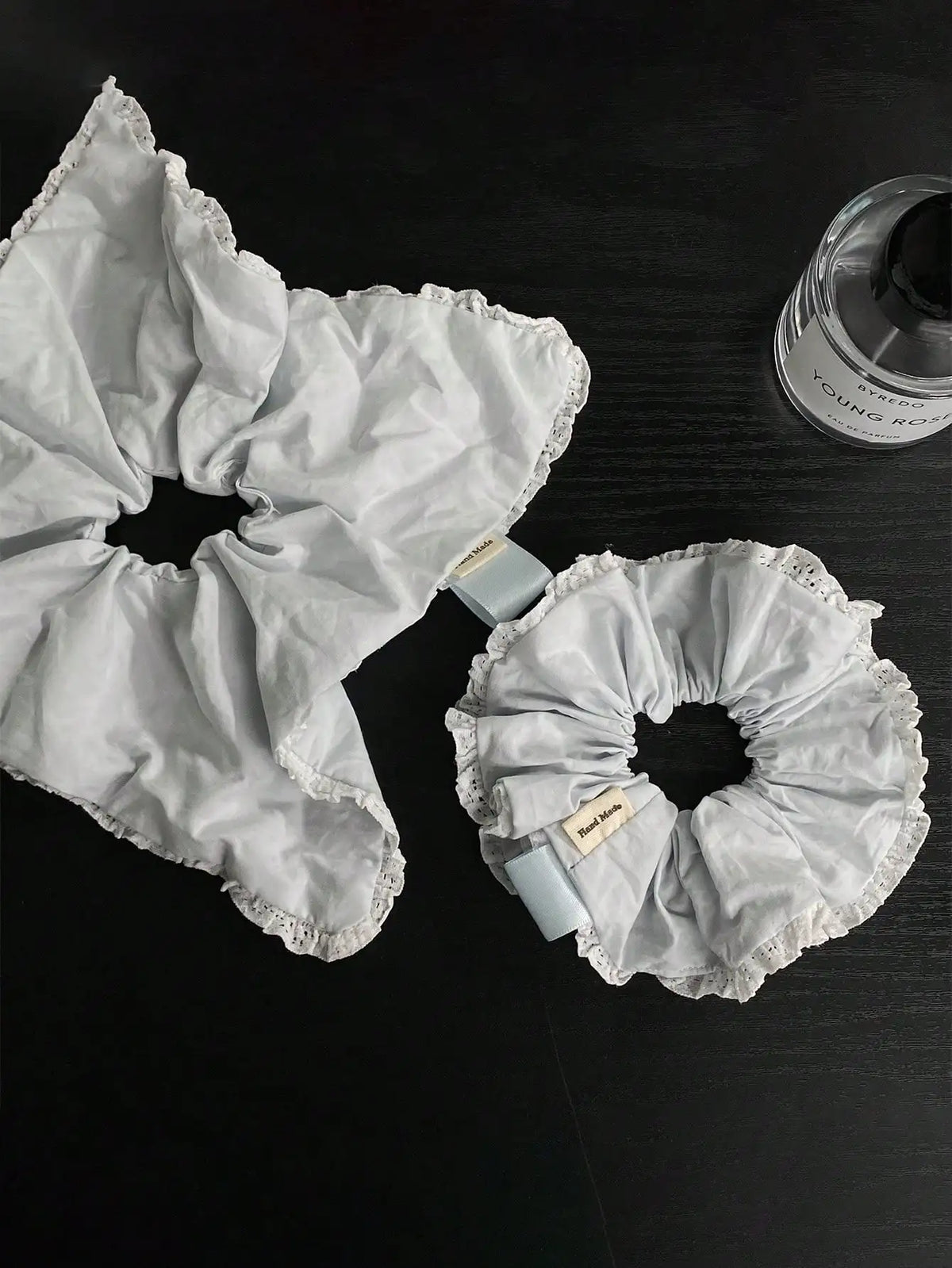 Women's Light Blue Hair Scrunchie – Korean Minimalist Style Hair Scrunchie SWANS 2PCS