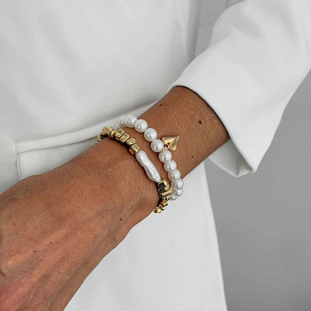 Layered Pearl Beaded Stackable Bracelet Set for Women – 2 Pcs Stackable Bracelet Set SWANS