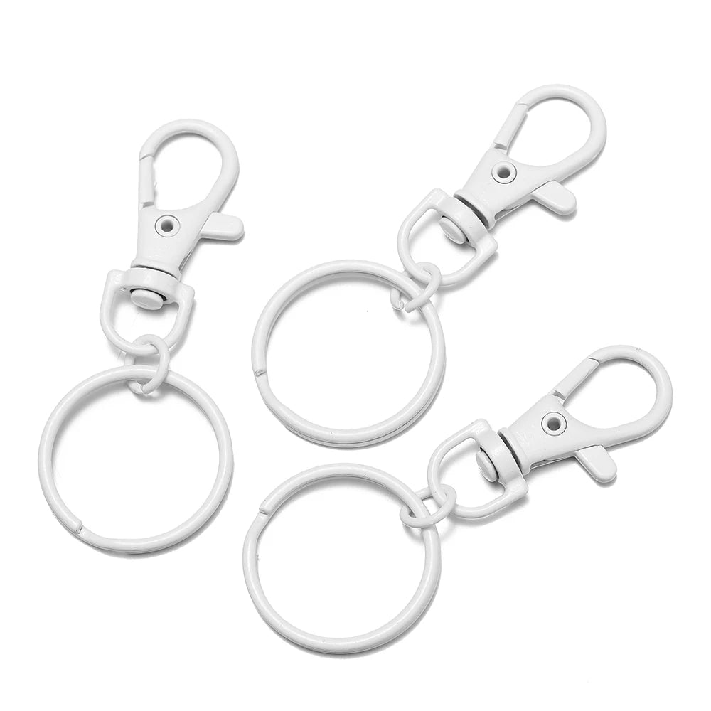 Multicolor Lobster Clasp Keyring Hooks with Adjustable Buckle Jewelry Findings SWANS White 5pcs