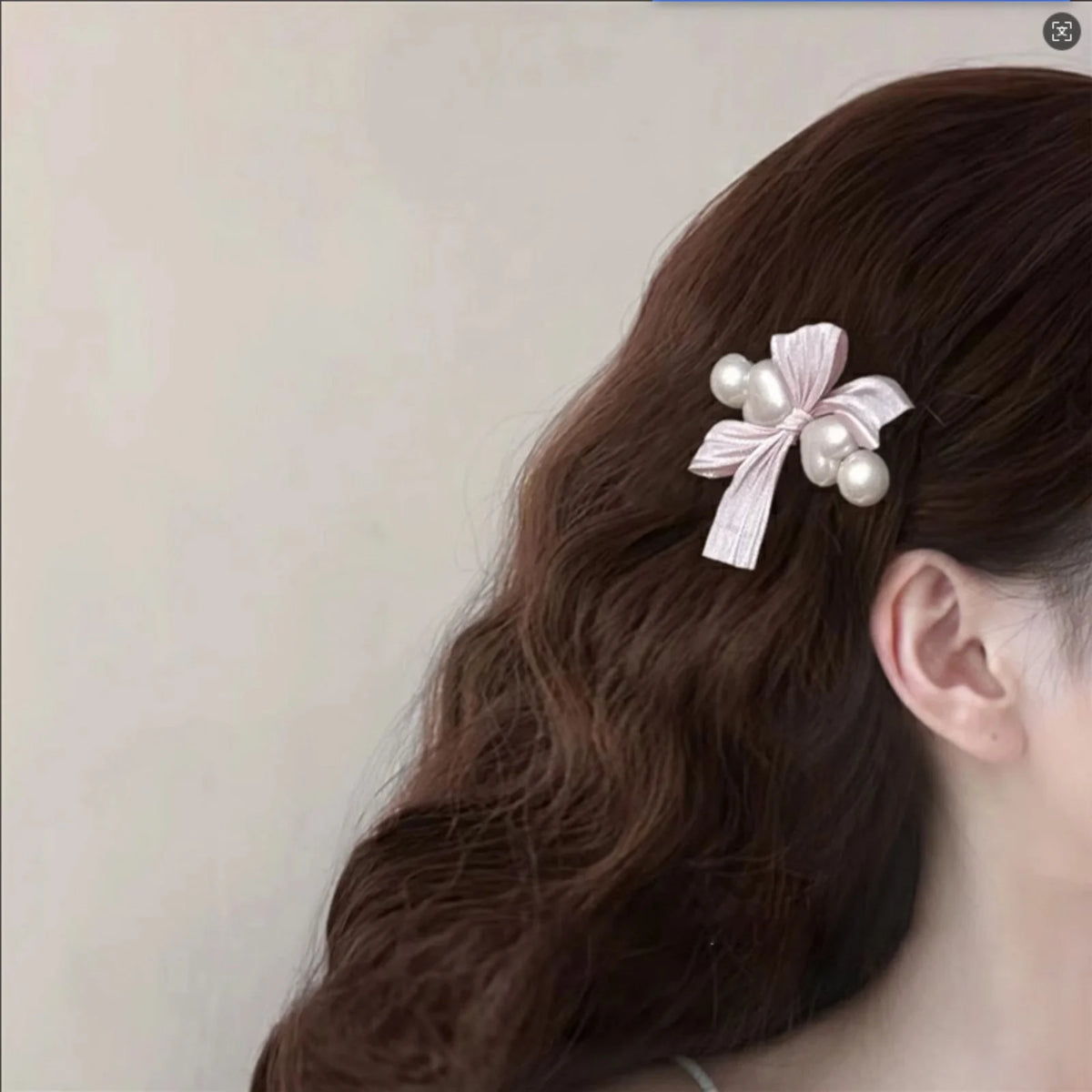 Pink Satin Bow Hair Clip with Pearl – Women's Barrette Hair Bow Clip SWANS