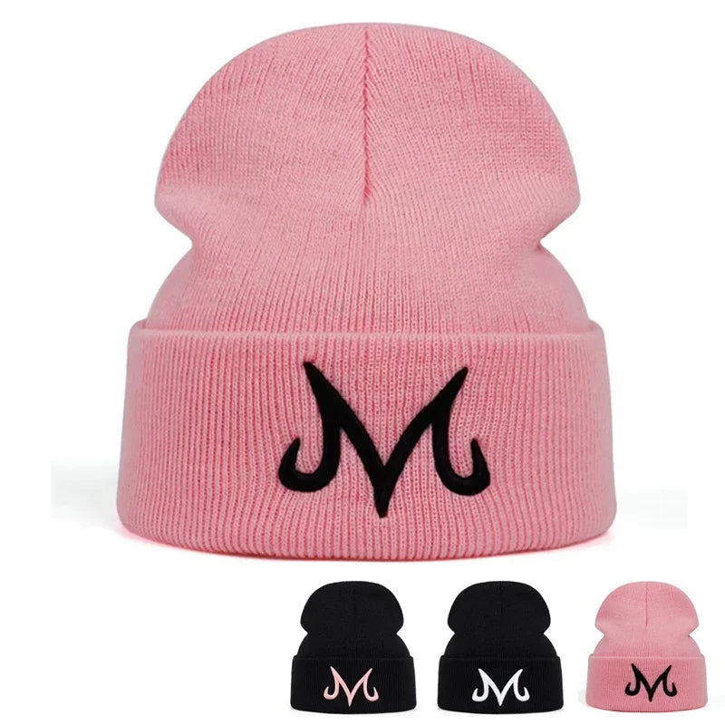 SWANS M Letter Embroidery Knit Beanie Hat – Unisex One Size Knit Beanie Hat SWANS