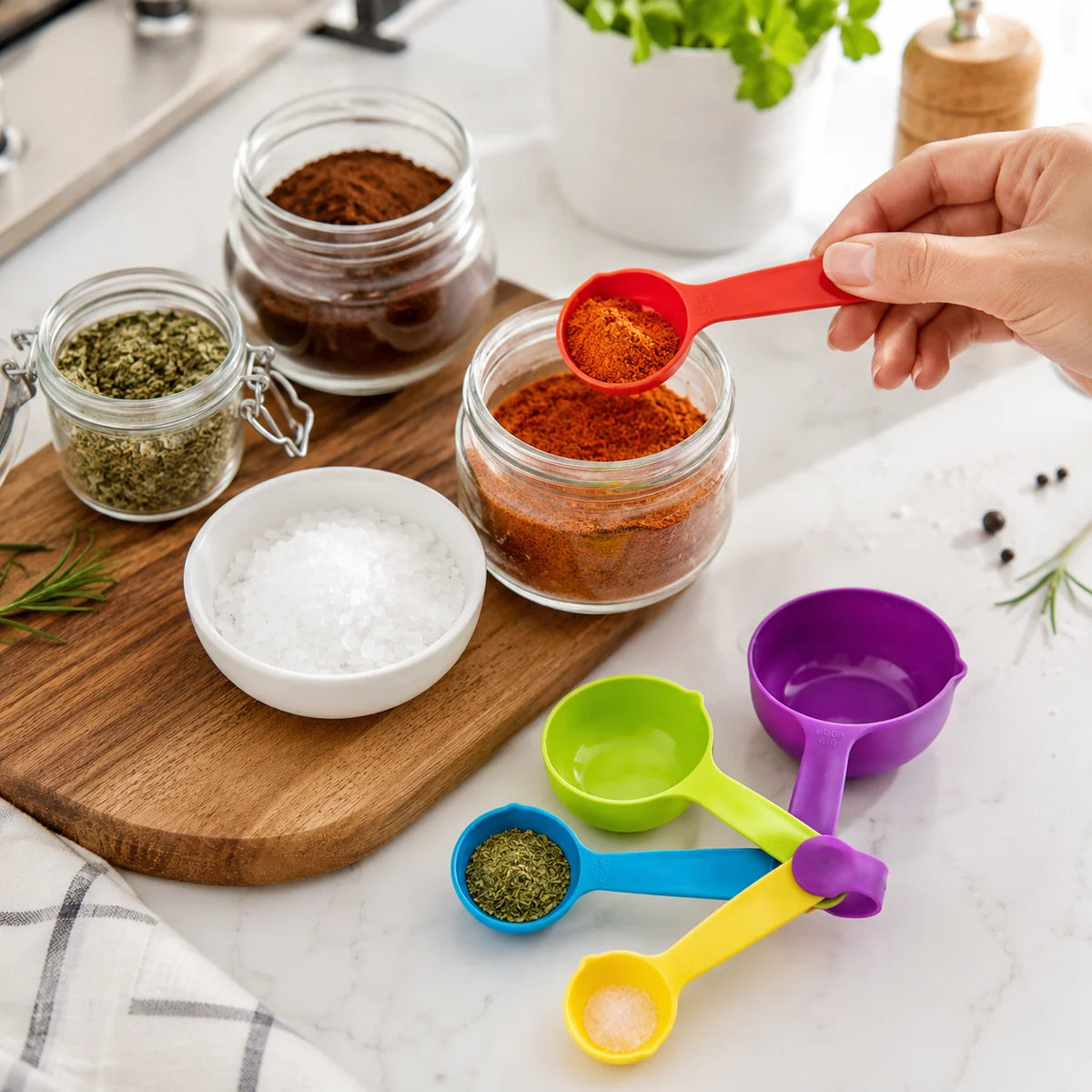 SWANS 5-Piece Multicolor Measuring Spoon Set – Food-Grade Measuring Spoon Set SWANS