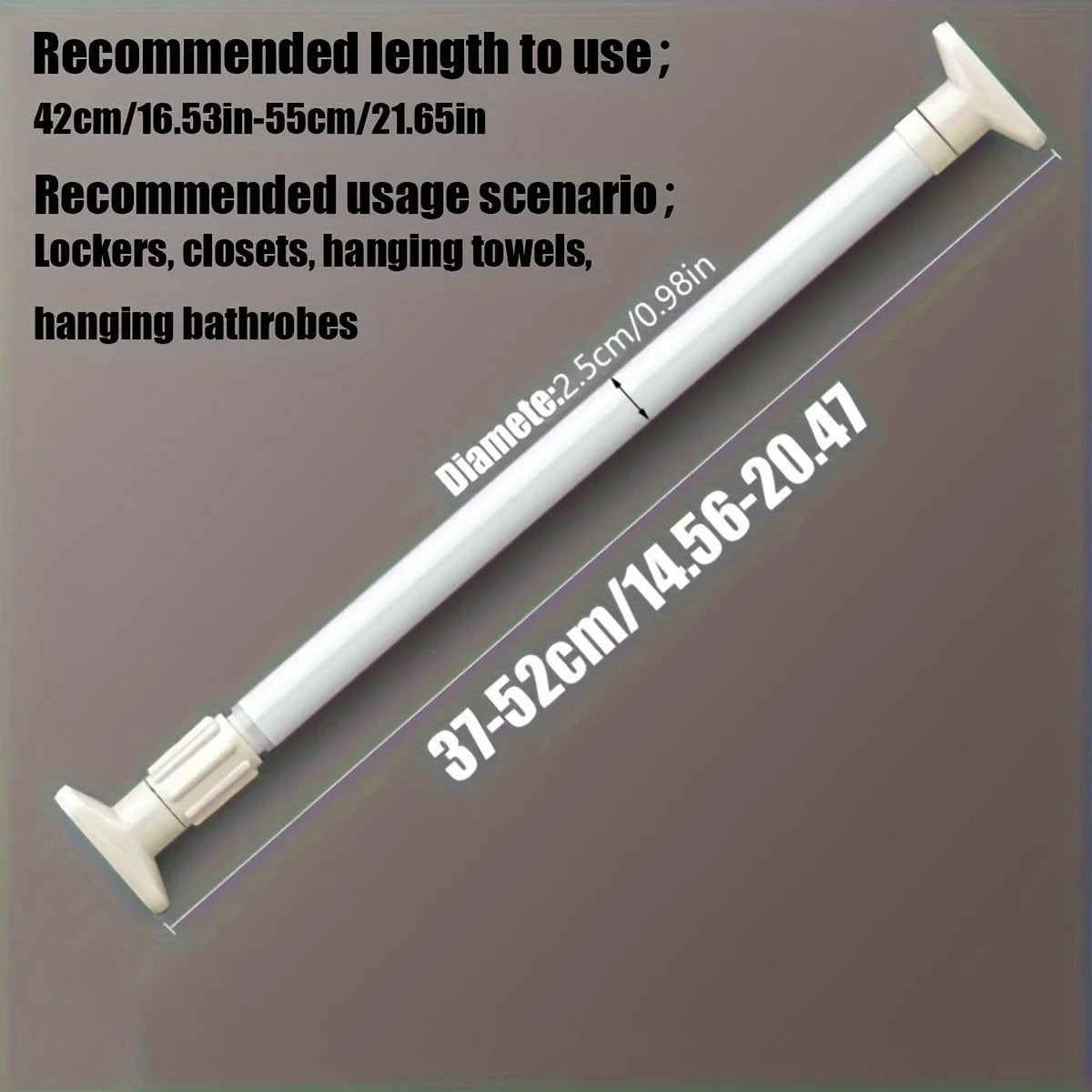 No-Drill Telescopic Curtain Rod – Shower, Closet & Wardrobe Tension Curtain Rod SWANS