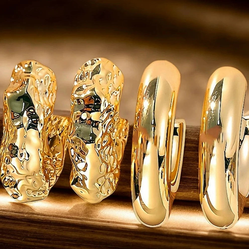6-Piece Geometric Drop Earrings Set – Korean Fashion Gold Tone Fashion Earrings Set SWANS