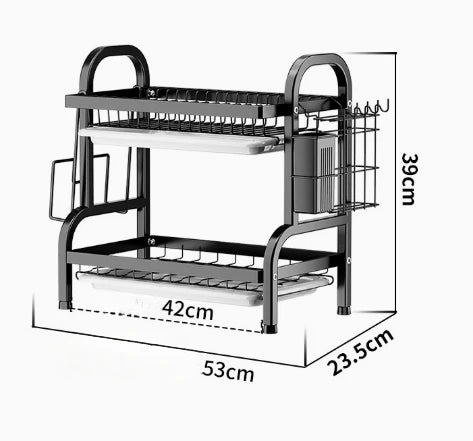 SWANS 2-Tier Dish Drainer with Drainboard & Cutting Board Holder Dish Drying Rack SWANS S