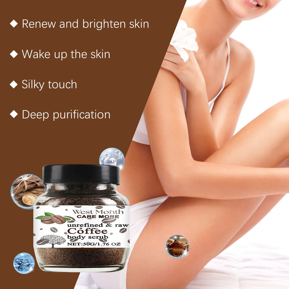 West&Month Exfoliating Body Scrub – Brighten & Smooth Skin Body Scrub SWANS
