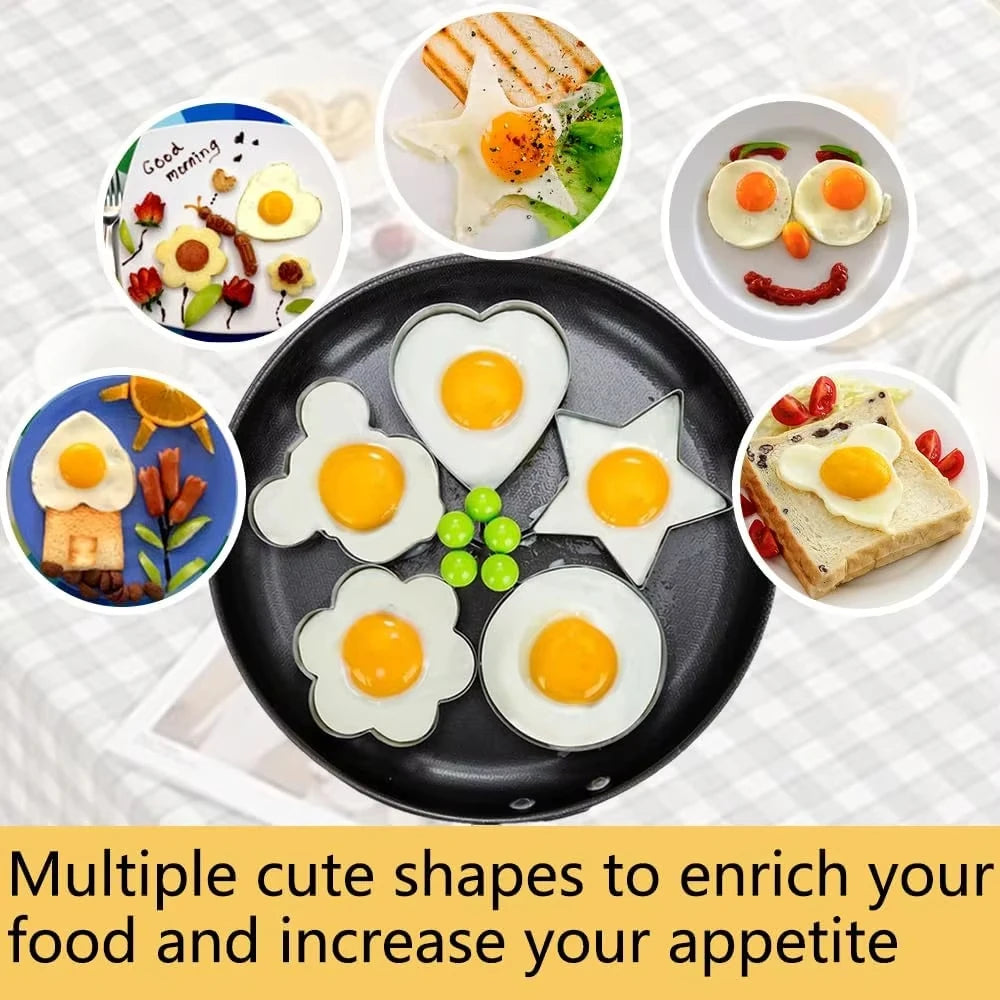 SWANS 5-Pack Stainless Steel Egg Ring Molds – Fun Shapes Egg Ring Molds SWANS