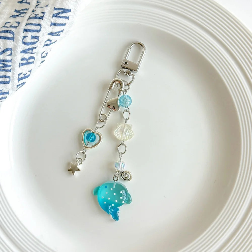 Y2K Shark Beaded Keychain – Ocean Phone Chain & Bag Charm Novelty Keychain SWANS Style 3