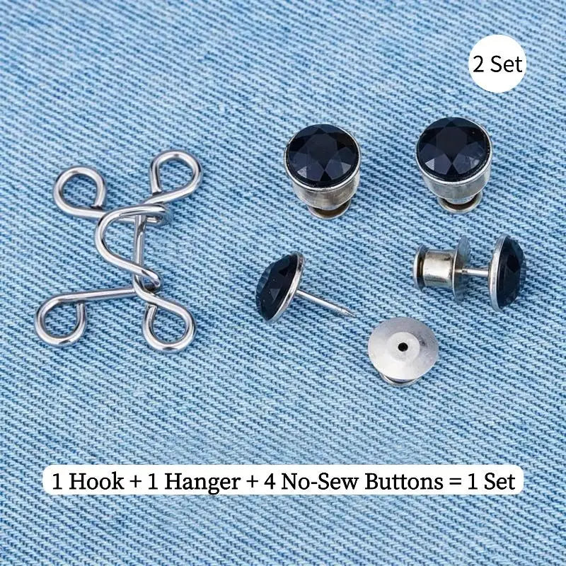 No-Sew Jeans Waist Tightener Button Pins – 2/4/8 Sets Waist Adjuster Pins SWANS A8 2set