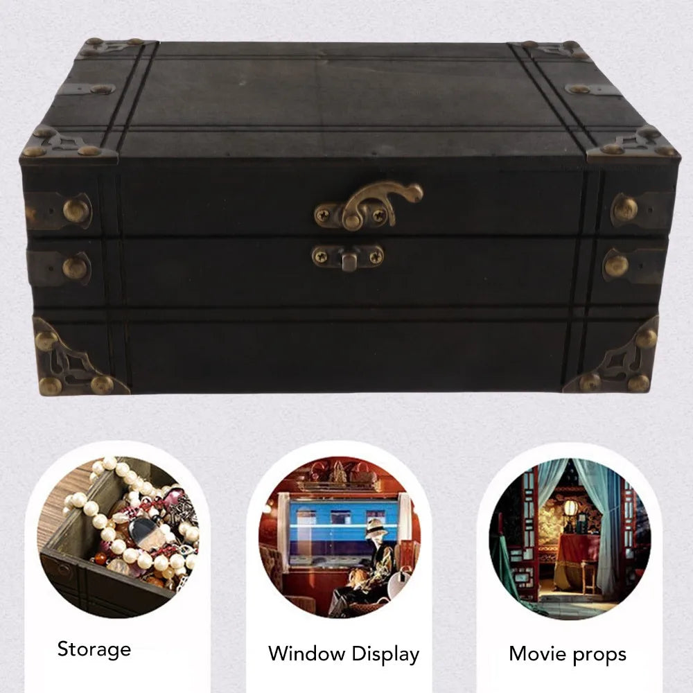 Wooden Keepsake Box with Lid – Vintage Treasure Chest Storage Wooden Keepsake Box SWANS