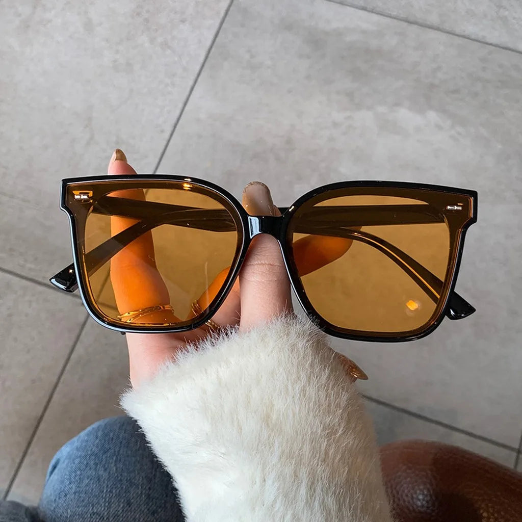 Women's Square UV400 Sunglasses – Oversized Classic Full Frame Fashion Sunglasses SWANS Black Dark Orange