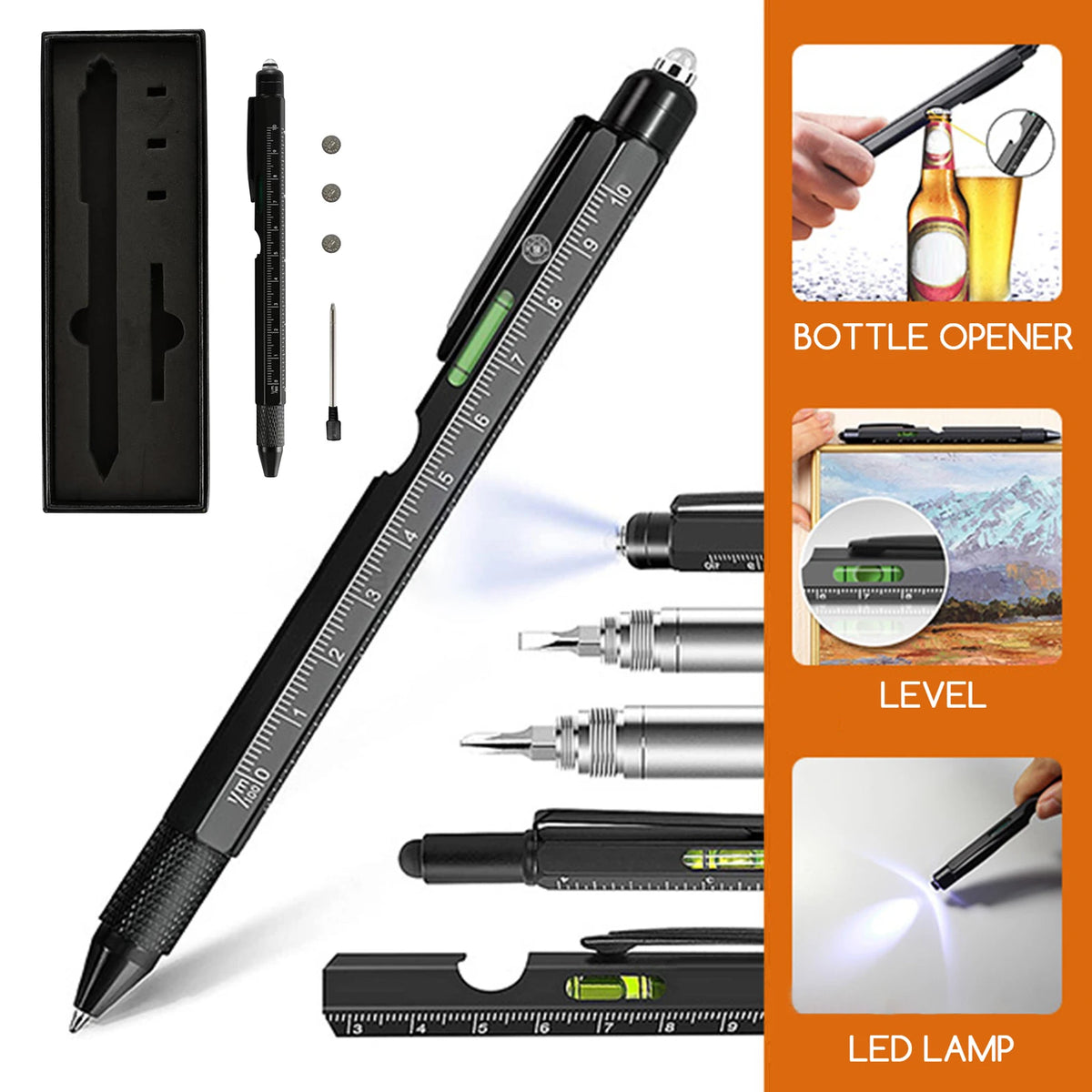 SWANS 6-in-1 Multitool Pen – LED, Stylus, Screwdriver & Opener Multitool Ballpoint Pen SWANS