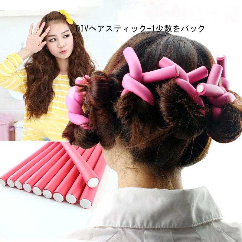 10-Pack Foam Flexi Rods Heatless Hair Curlers – DIY Styling Hair Curling Rollers SWANS