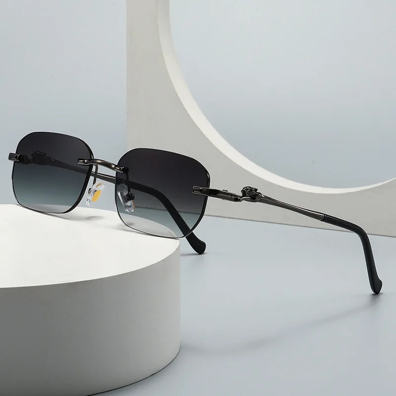 TOYEARN Rimless Y2K Sunglasses UV400 Unisex Metal Punk Shades Fashion Sunglasses SWANS