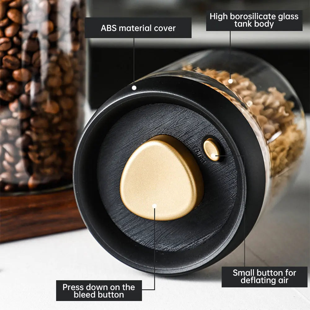 SWANS Vacuum Sealed Glass Coffee Bean Airtight Storage Jar Airtight Storage Jar SWANS