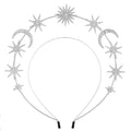 Rhinestone Celestial Headband – Sun Moon Star Halo Tiara Rhinestone Hair Headband SWANS silver