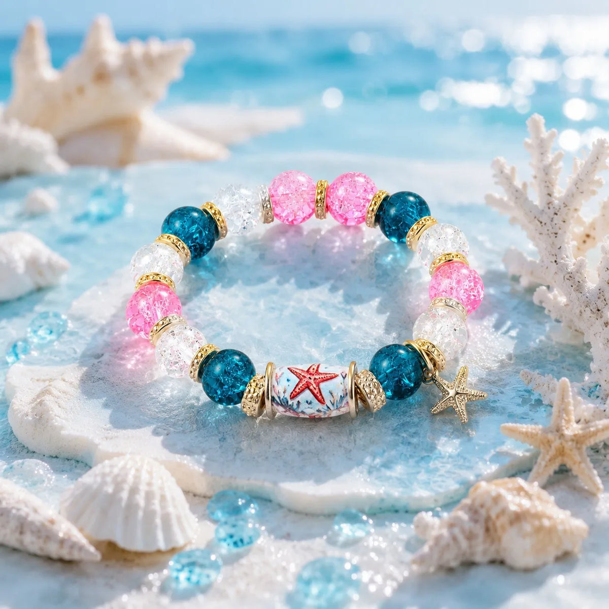 Ocean Animals Colorful Beaded Bracelet – Handcrafted Gift Beaded Bracelet SWANS 12