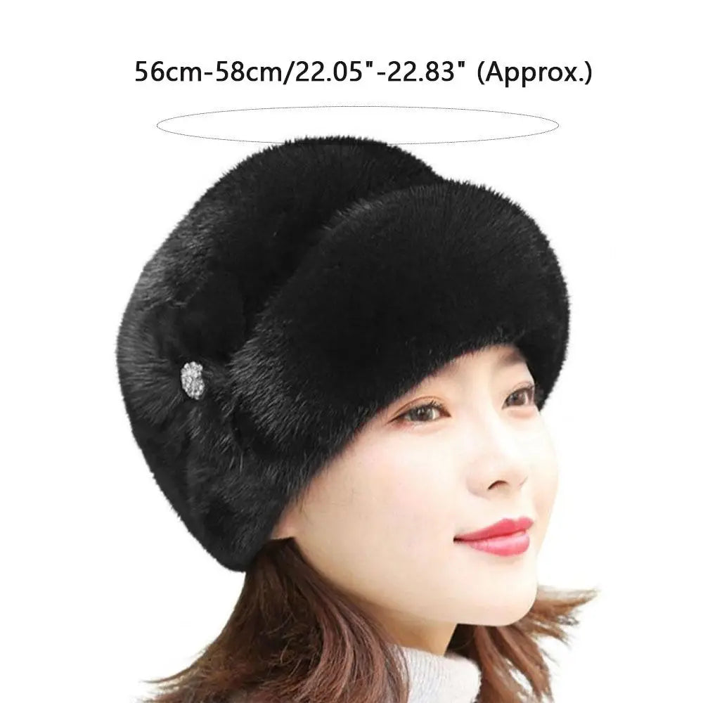 Faux Rabbit Fur Winter Bucket Hat – Flower Decor Women's Cap Winter Bucket Hat SWANS