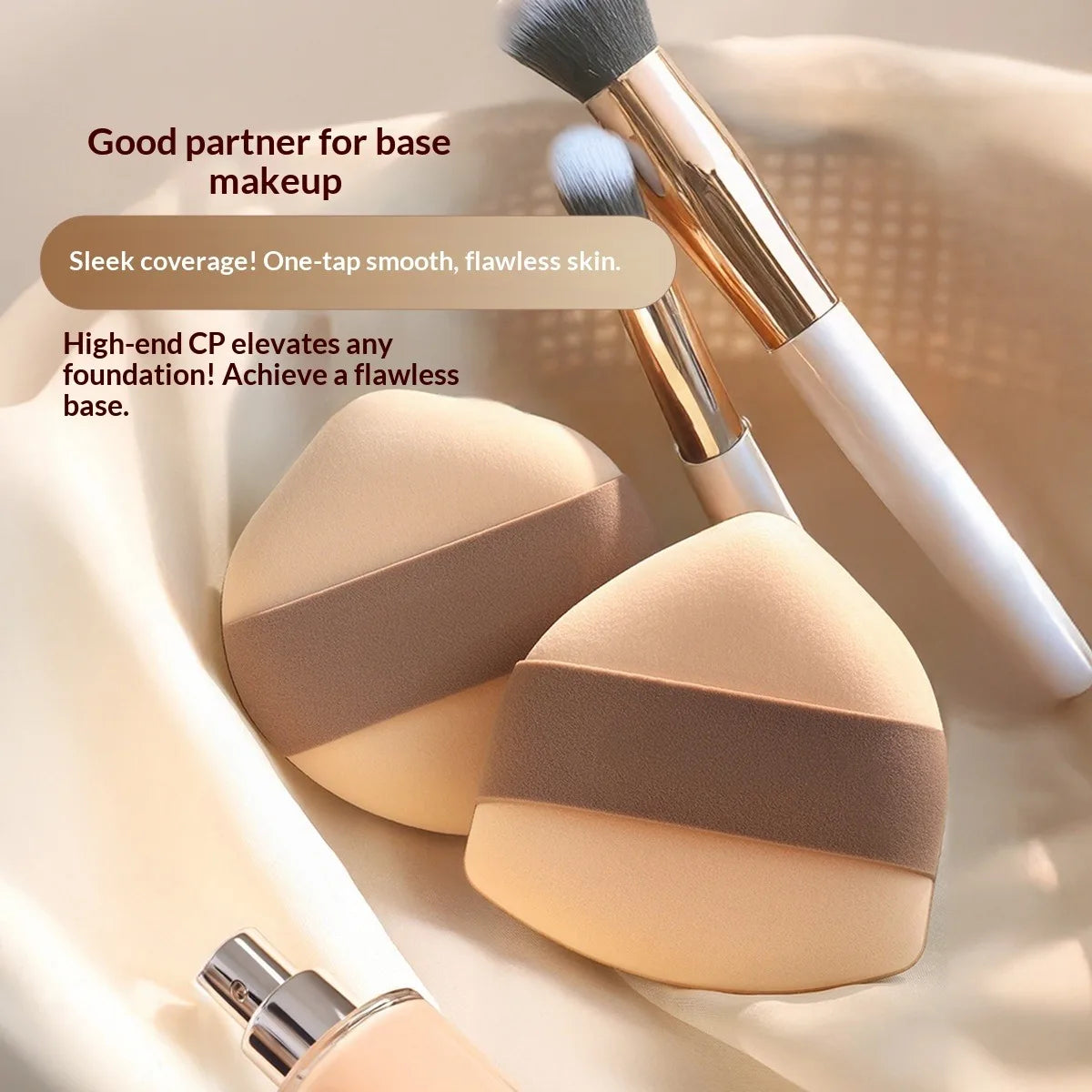 2-Pack Soft Double-Sided Powder Puff & Foundation Blender Makeup Sponge SWANS