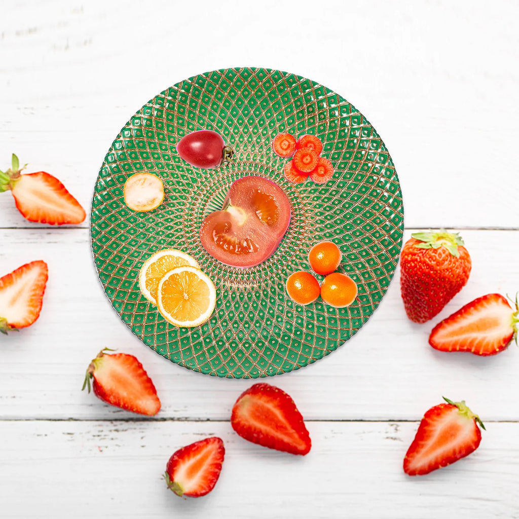 ROSENICE Glass Fruit Plate & Cake Serving Tray | Party Dish Glass Serving Tray SWANS