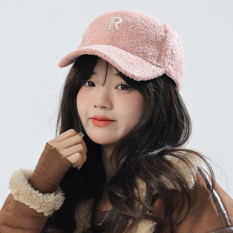 Women's Winter Plush Fleece Baseball Cap – Unisex Duck Bill Hat Fleece Baseball Cap SWANS