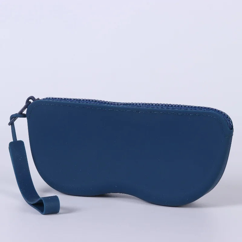 Soft Silicone Zipper Eyeglass Case – Waterproof & Dustproof Eyeglass Case SWANS Dark Blue