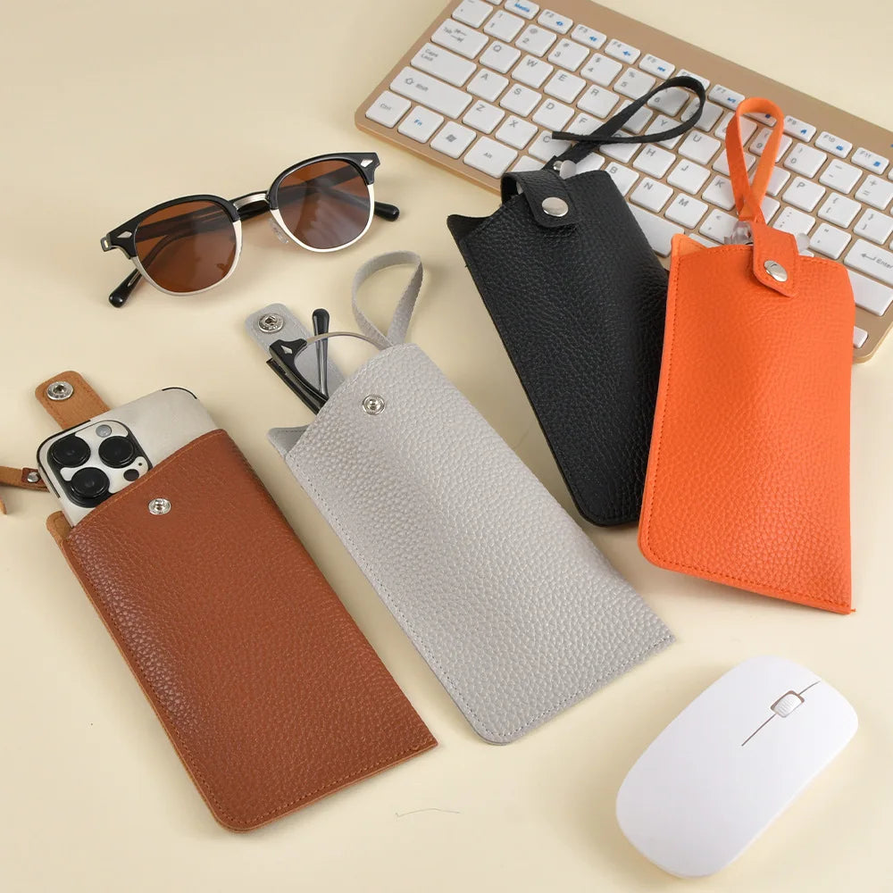 Slim PU Leather Eyeglass Case – Travel Sunglasses Pouch Eyeglass Case SWANS