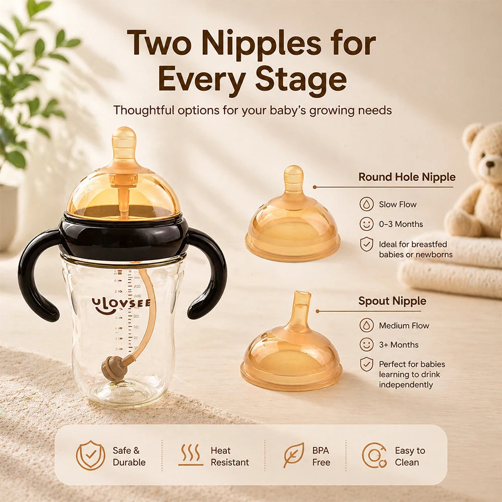 SWANS PPSU Baby Bottle with Handles – Wide Neck Straw Cup Baby Feeding Bottle SWANS