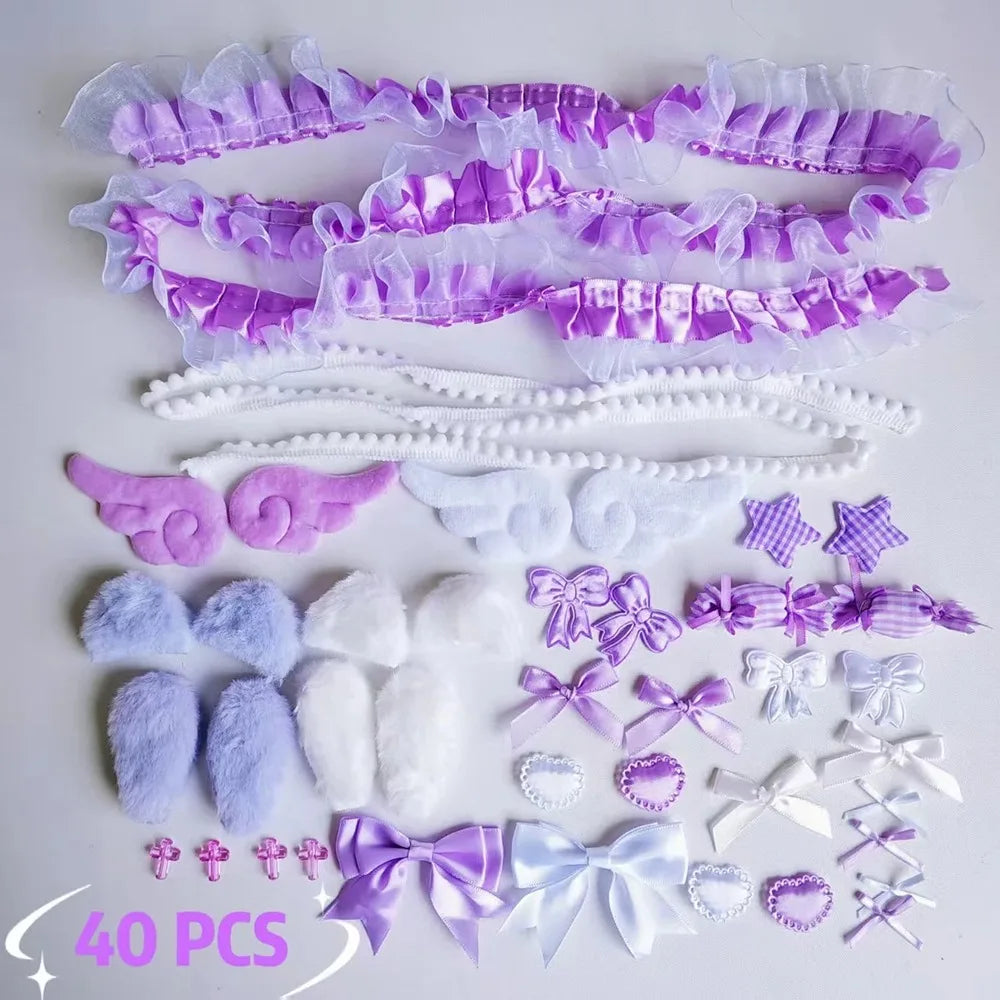 40-Piece Handmade Ear DIY Craft Material Set – Colorful Pack DIY Craft Kit SWANS purple