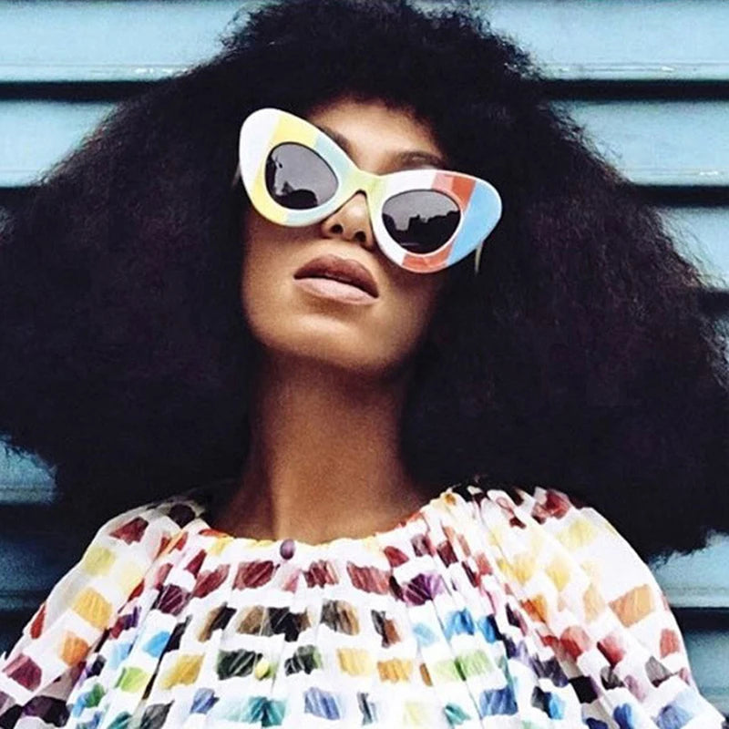 TOYEARN Cat Eye Sunglasses Women UV400 Big Frame Vintage Cat Eye Sunglasses SWANS
