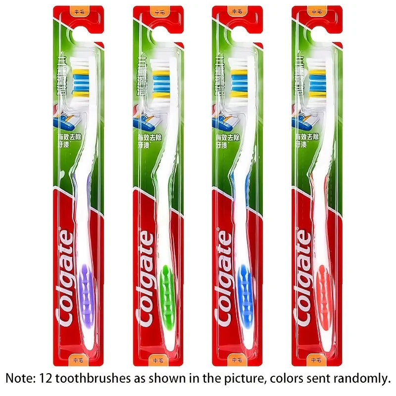 Colgate Triple Deep Clean Toothbrush 12-Pack | Medium Bristles Adult Toothbrush SWANS