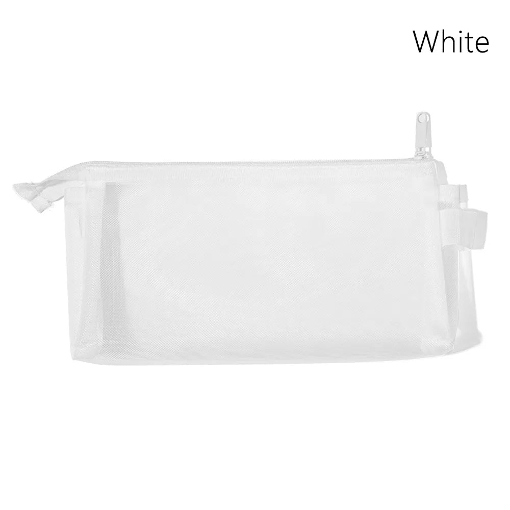 Transparent Mesh Makeup Bag – Portable Cosmetic Organizer Cosmetic Makeup Bag SWANS White
