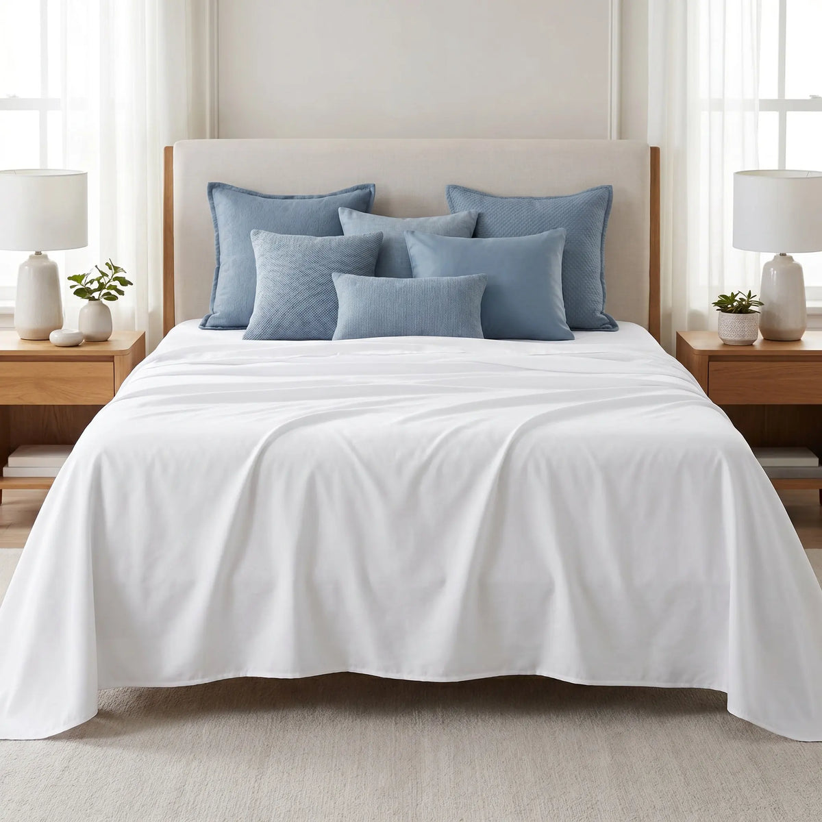King Size White Flat Sheet – Soft Cooling Hotel Top Sheet Flat Bed Sheet SWANS