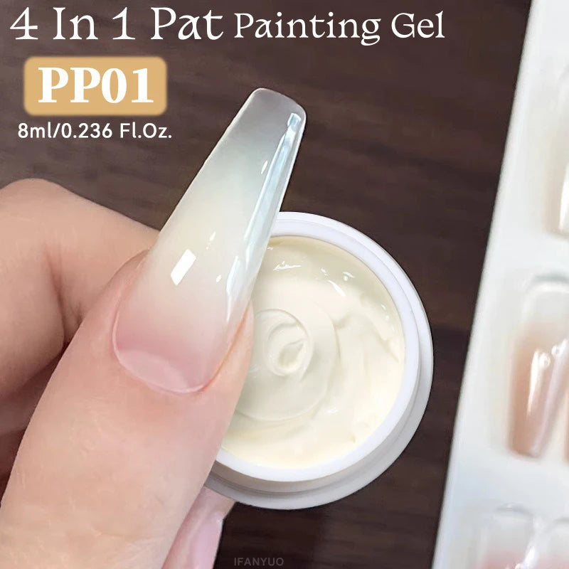 4-in-1 Pat Pat Gel Nail Art Polish – Nude Pink 8ml Gel Nail Polish SWANS 01