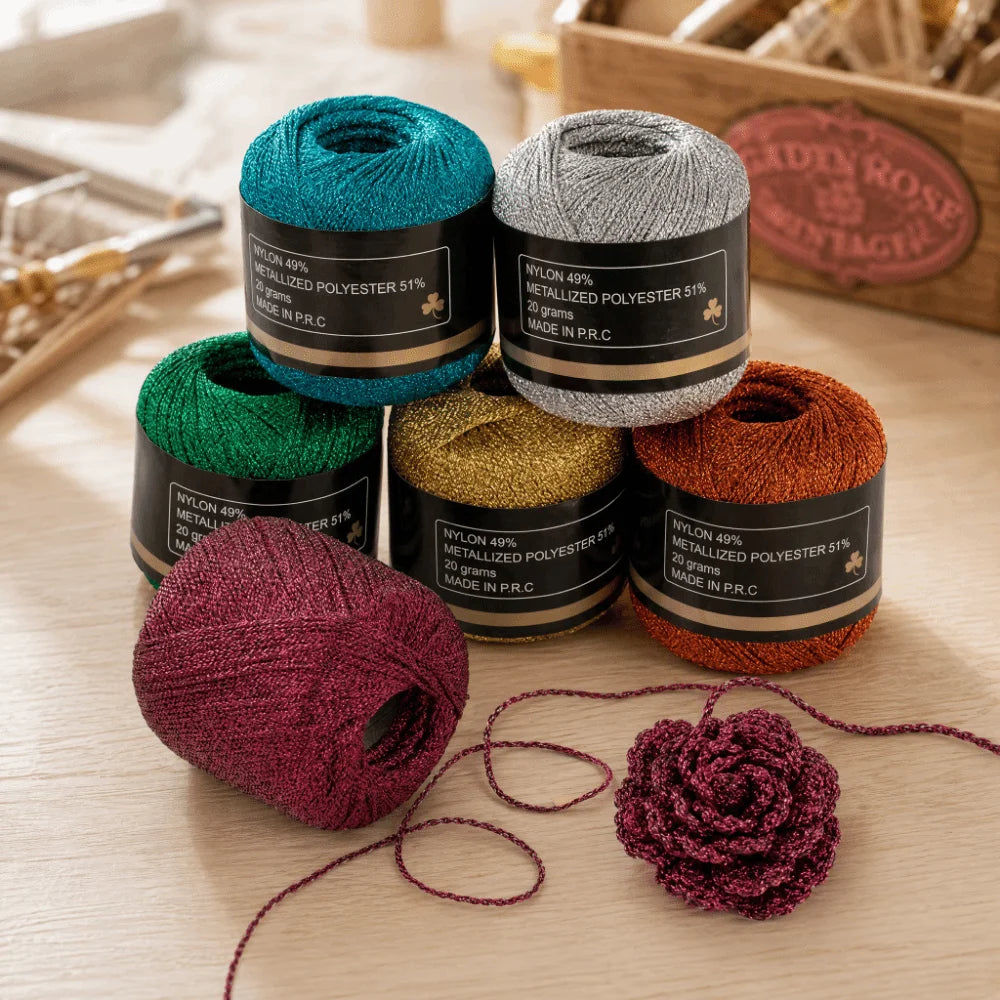 Metallic Gold Silver Weaving Thread 1mm 120M DIY Craft Yarn Metallic Craft Thread SWANS