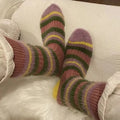 Korean Color Block Mink Velvet Socks – Thick Women's Winter Women's Winter Socks SWANS pink one size