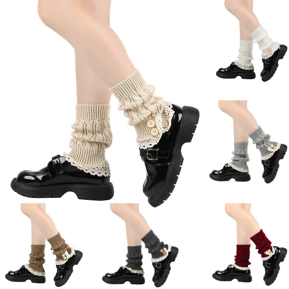 Women's Lolita Ruffle Leg Warmers – Harajuku Knit Boot Socks Knit Leg Warmers SWANS