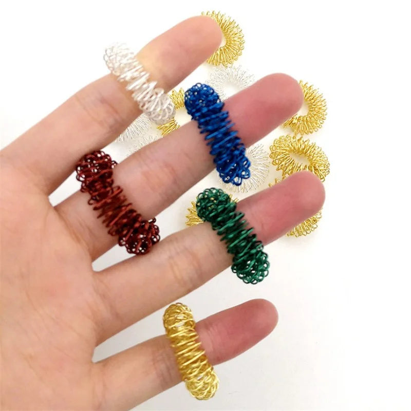 10-Pack Gold Finger Acupressure Massage Rings – Stainless Steel Acupressure Massage Ring SWANS