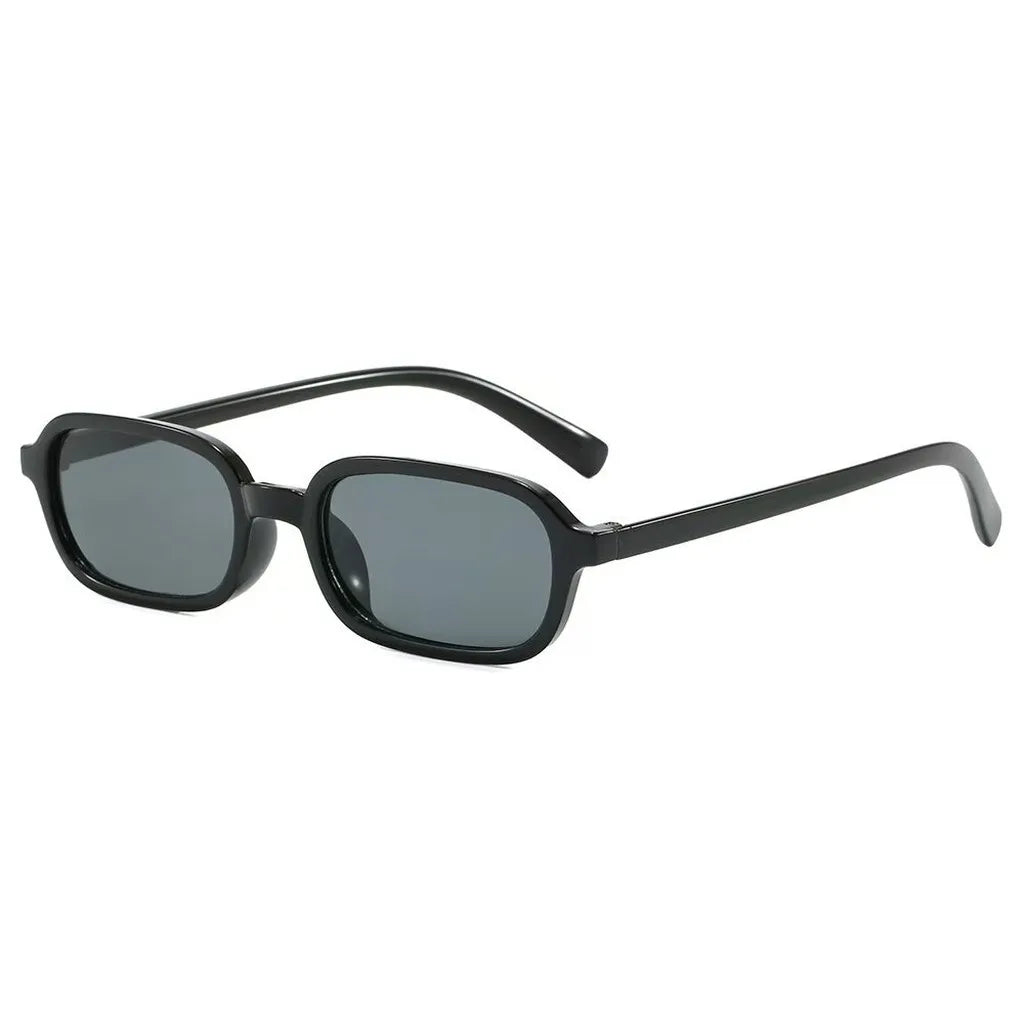 Women's Small Rectangle Sunglasses UV400 Trendy Fashion Rectangle Sunglasses SWANS Black Grey