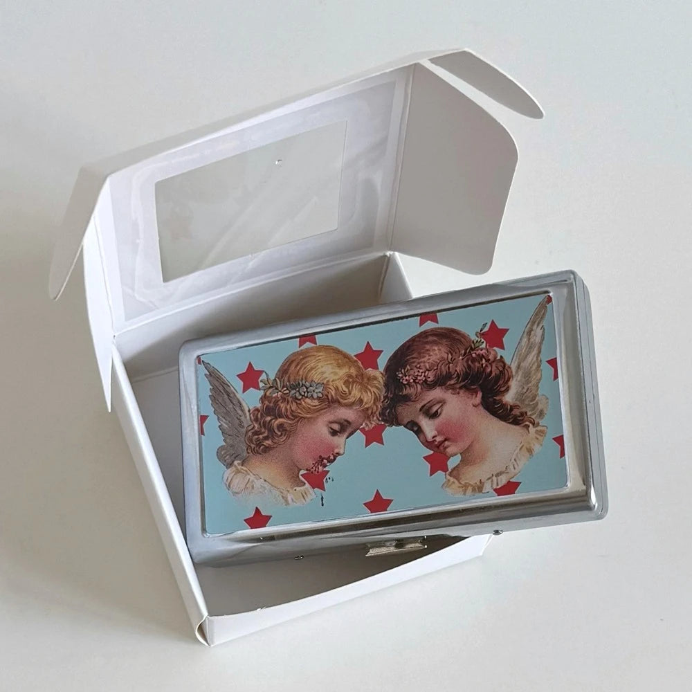 Y2K Stainless Steel Cigarette Case – Slim Double Flip Storage Box Cigarette Case SWANS b
