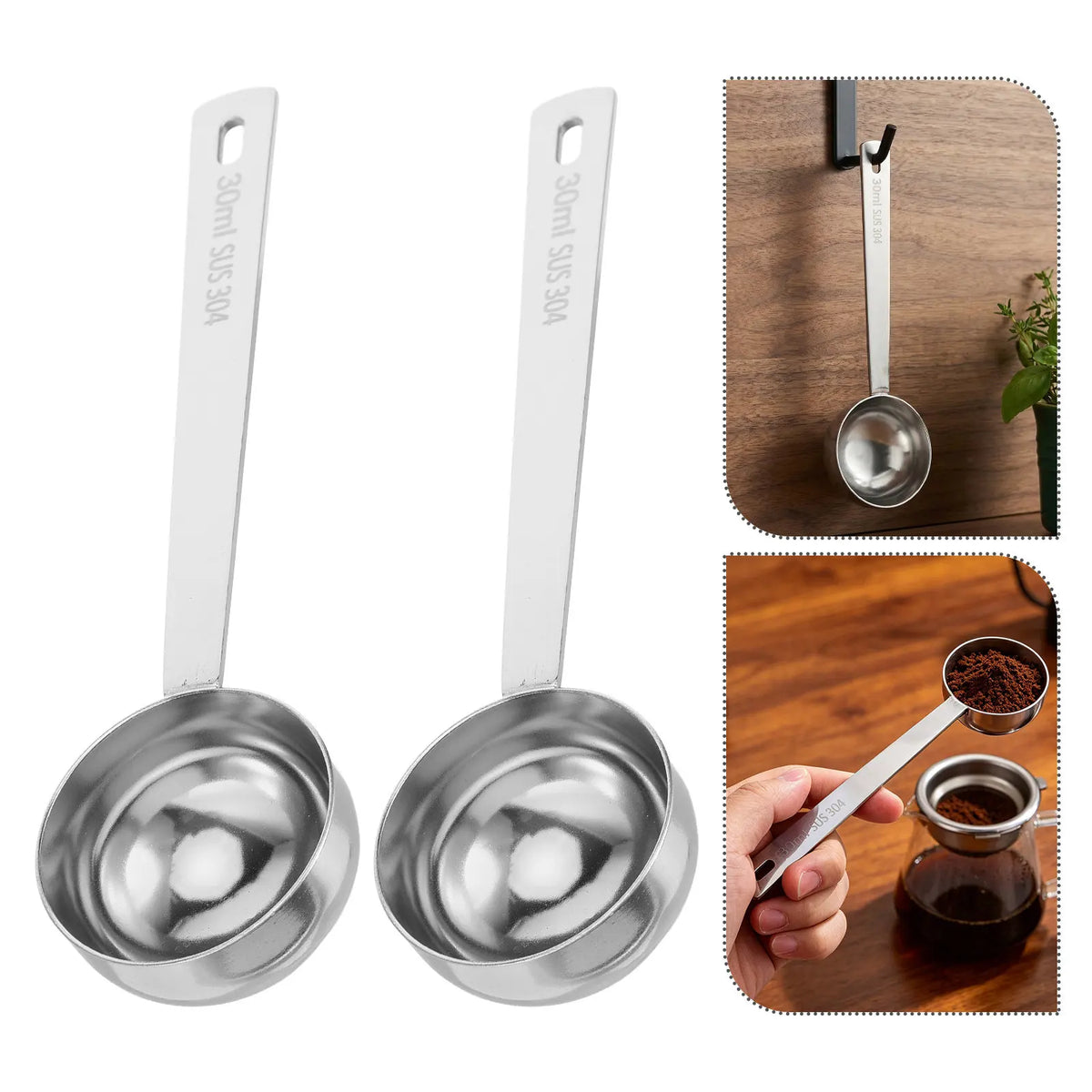 4-Pack Stainless Steel Coffee Measuring Scoops 30ml Long Handle Measuring Scoop Set SWANS